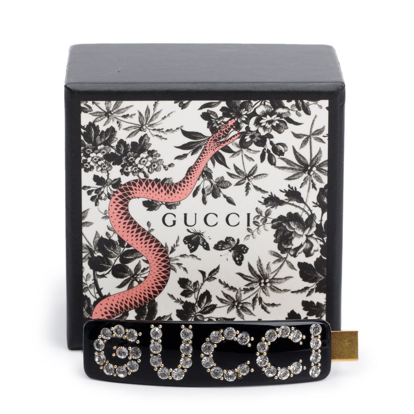 Gucci Black Resin Crystal Embellished Hair Clip Barrette