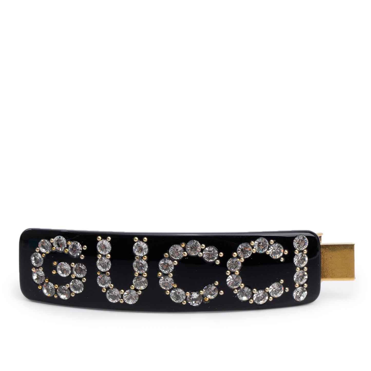 Gucci Black Resin Crystal Embellished Hair Clip Barrette