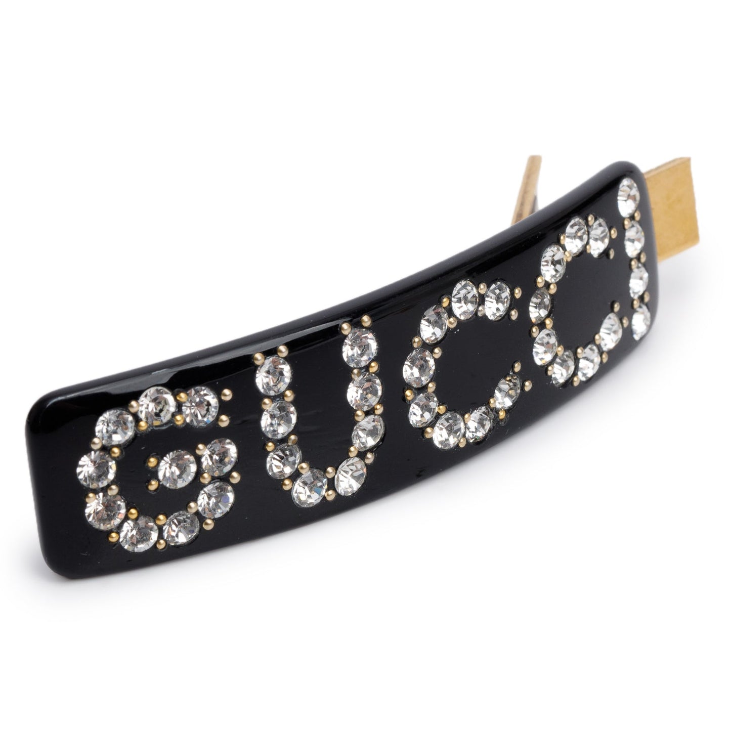Gucci Black Resin Crystal Embellished Hair Clip Barrette