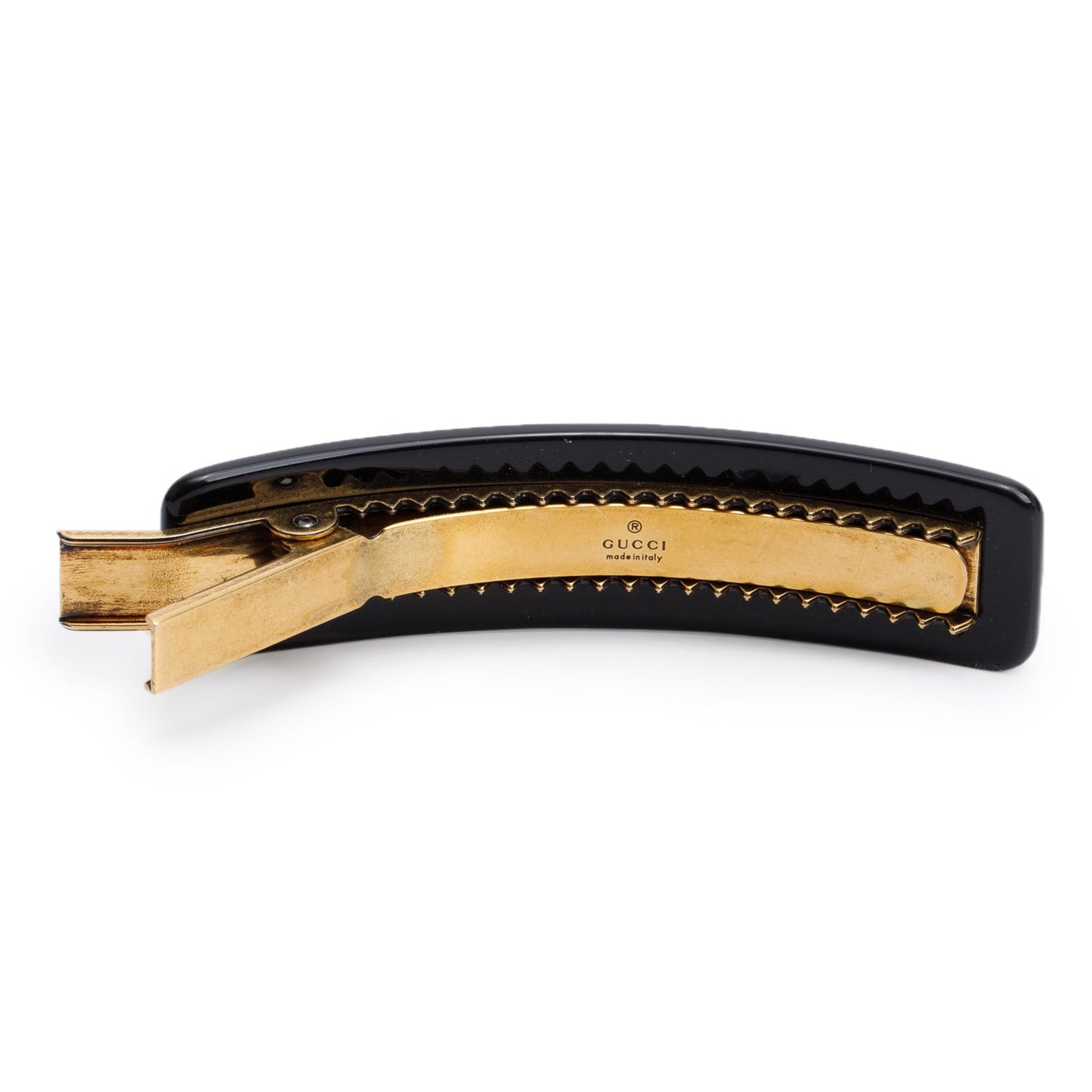 Gucci Black Resin Crystal Embellished Hair Clip Barrette