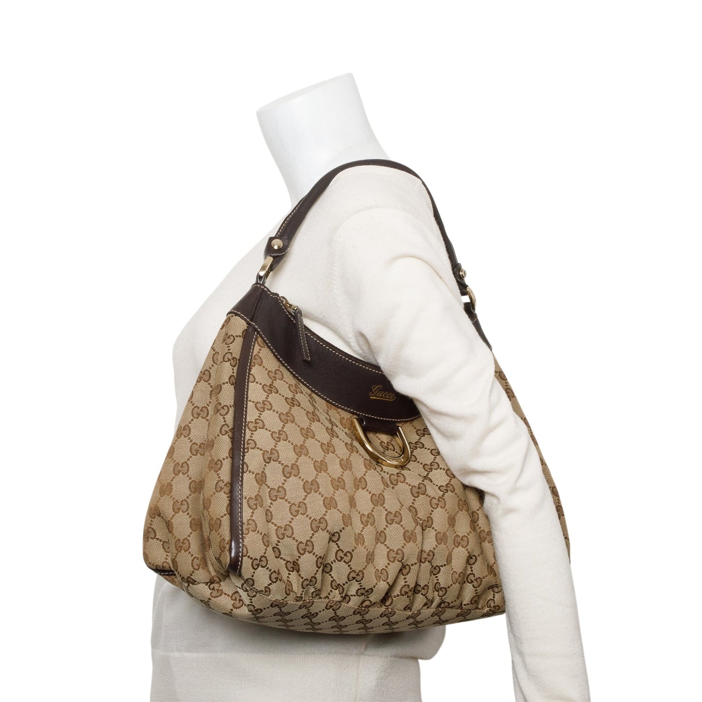 Gucci Monogram Large GG Canvas D-Ring Hobo