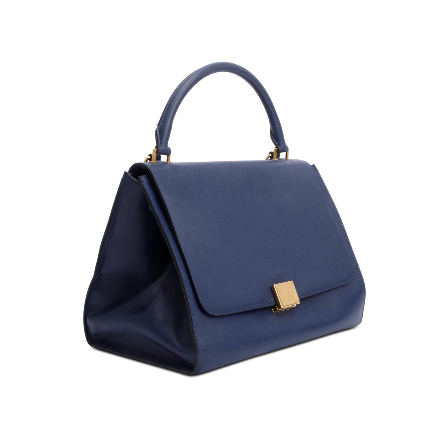 Celine Blue Calfskin Leather Medium Trapeze Bag