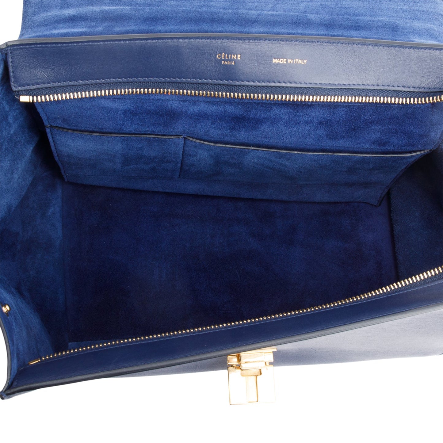 Celine Blue Calfskin Leather Medium Trapeze Bag