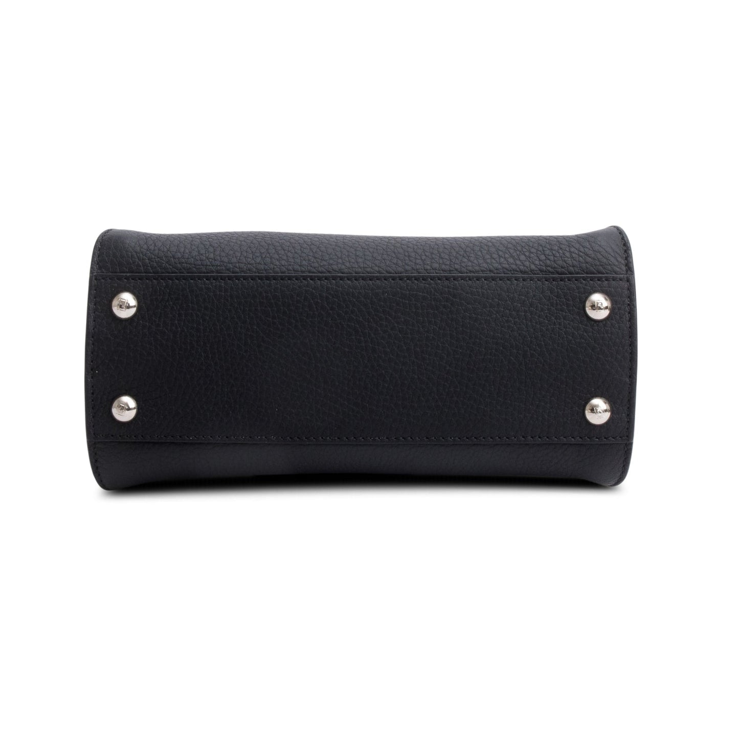 Fendi 2022 Black Calfskin Leather Python Trim Mini Selleria Peekaboo Bag