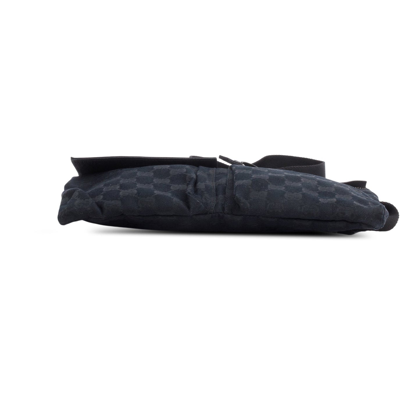 Gucci Black GG Canvas Leather Trim Double Pocket Belt Bag