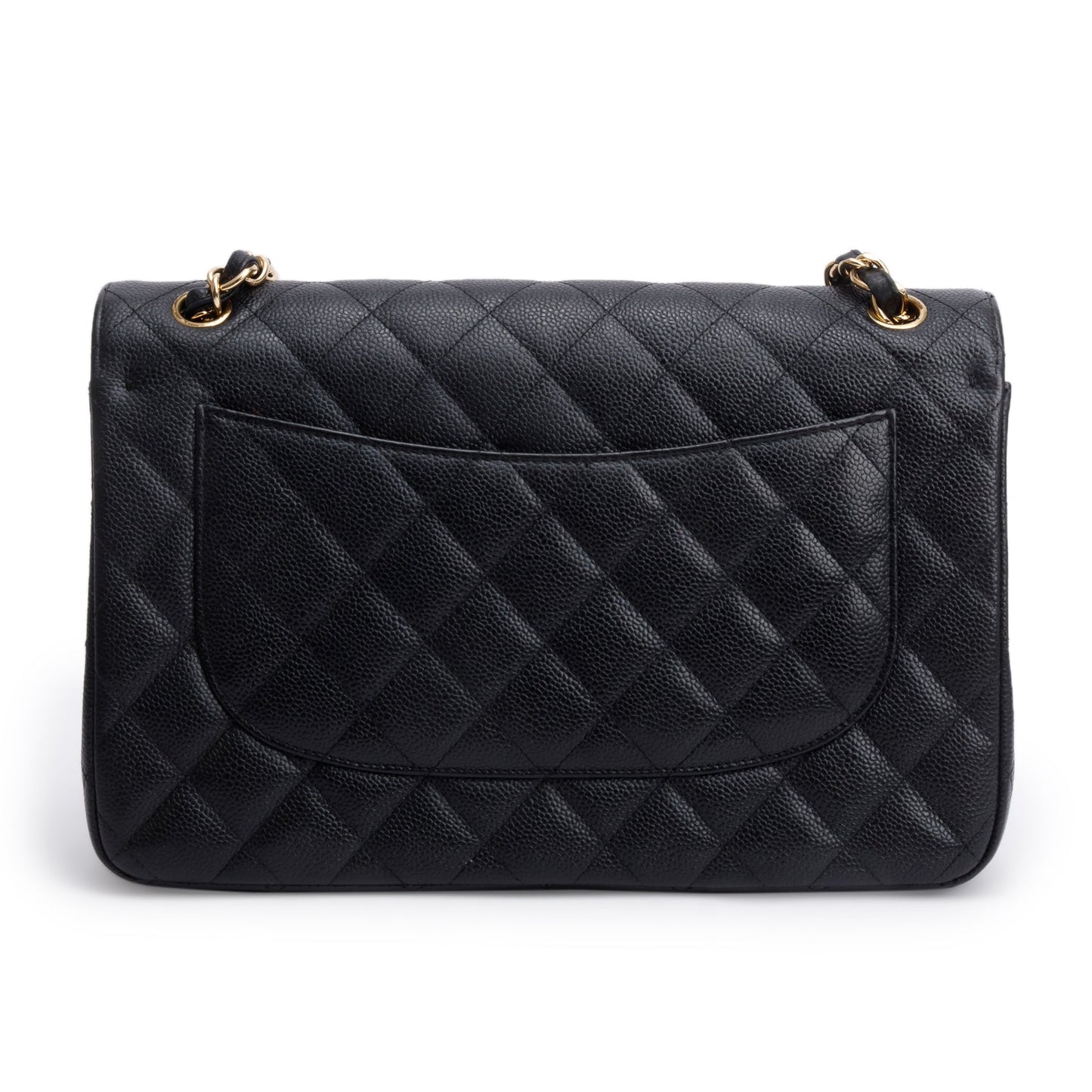 Chanel Black Quilted Caviar Leather Classic Jumbo Double Flap Bag