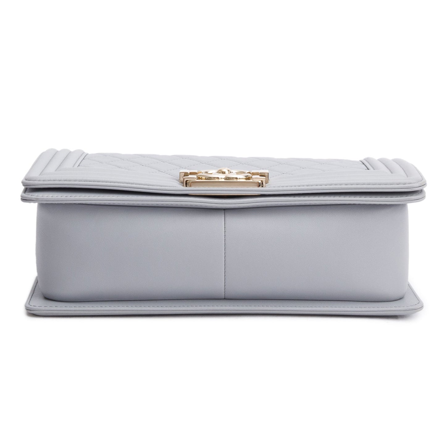 Chanel Grey Quilted Calfskin Leather Medium Boy Bag