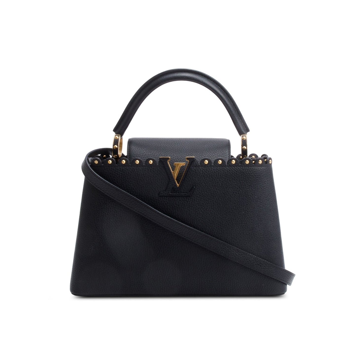 Louis Vuitton Black Taurillon Studded Capucines MM