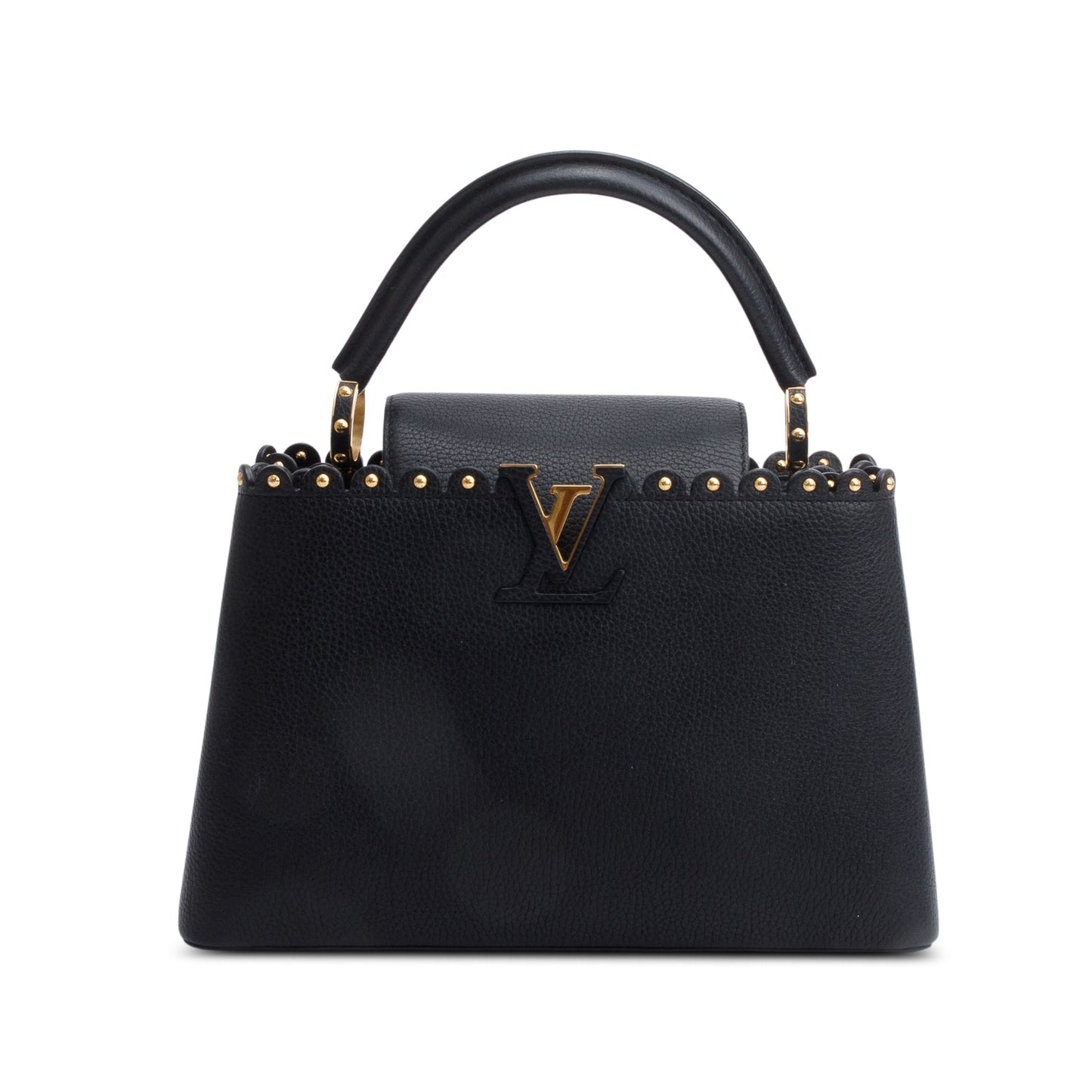 Louis Vuitton Black Taurillon Studded Capucines MM