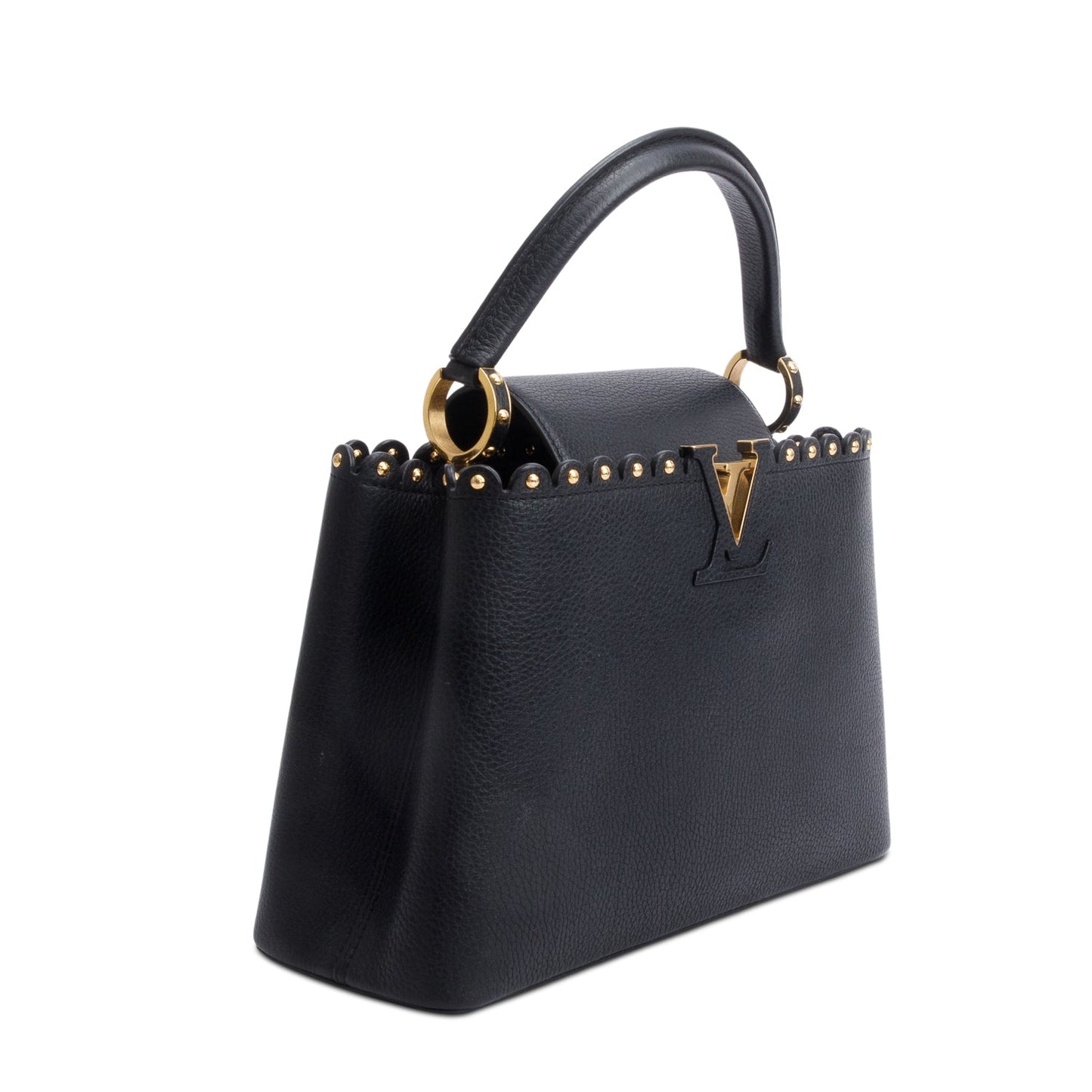 Louis Vuitton Black Taurillon Studded Capucines MM