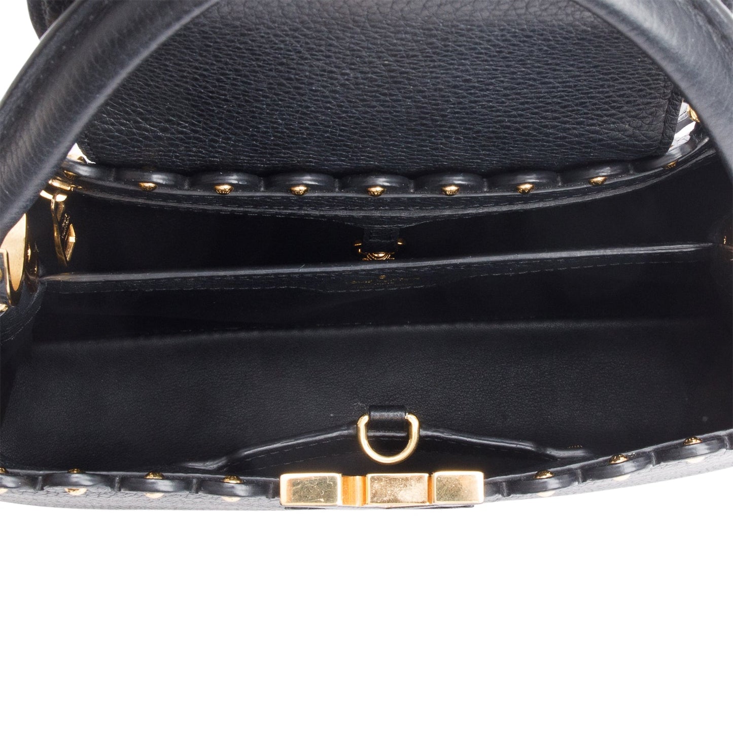 Louis Vuitton Black Taurillon Studded Capucines MM