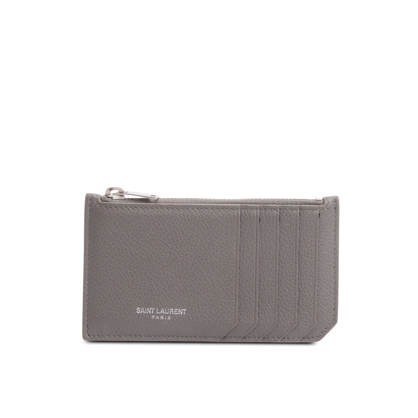 Saint Laurent Grey Grain De Poudre Paris Fragments Zipped Card Case
