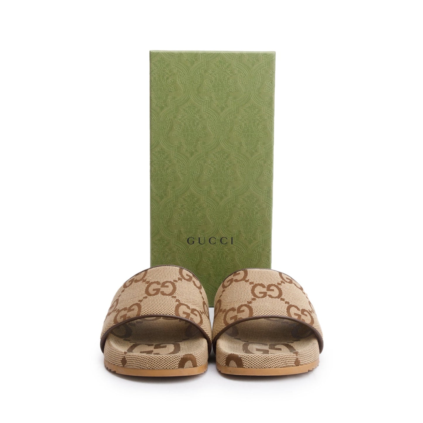 Gucci Beige & Ebony Maxi GG Canvas Platform Slide Sandal, Size 9
