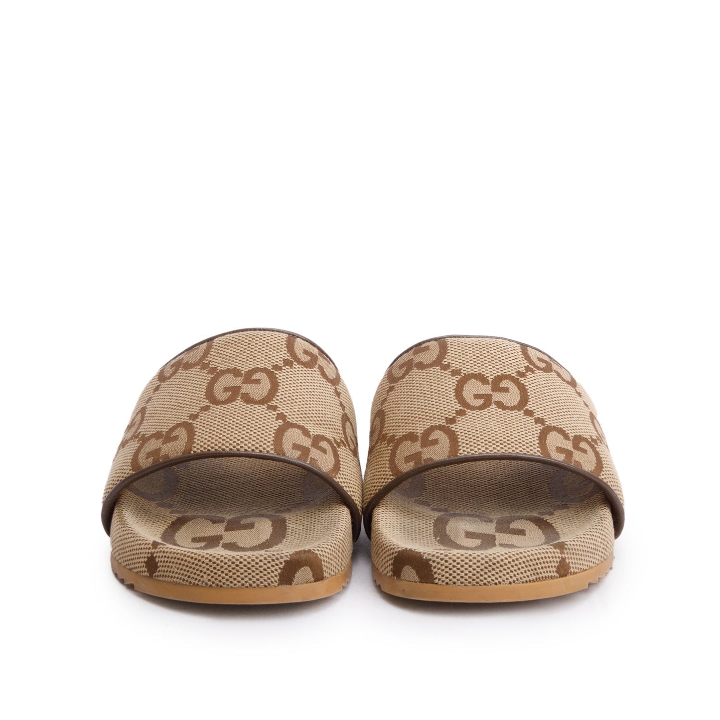 Gucci Beige & Ebony Maxi GG Canvas Platform Slide Sandal, Size 9