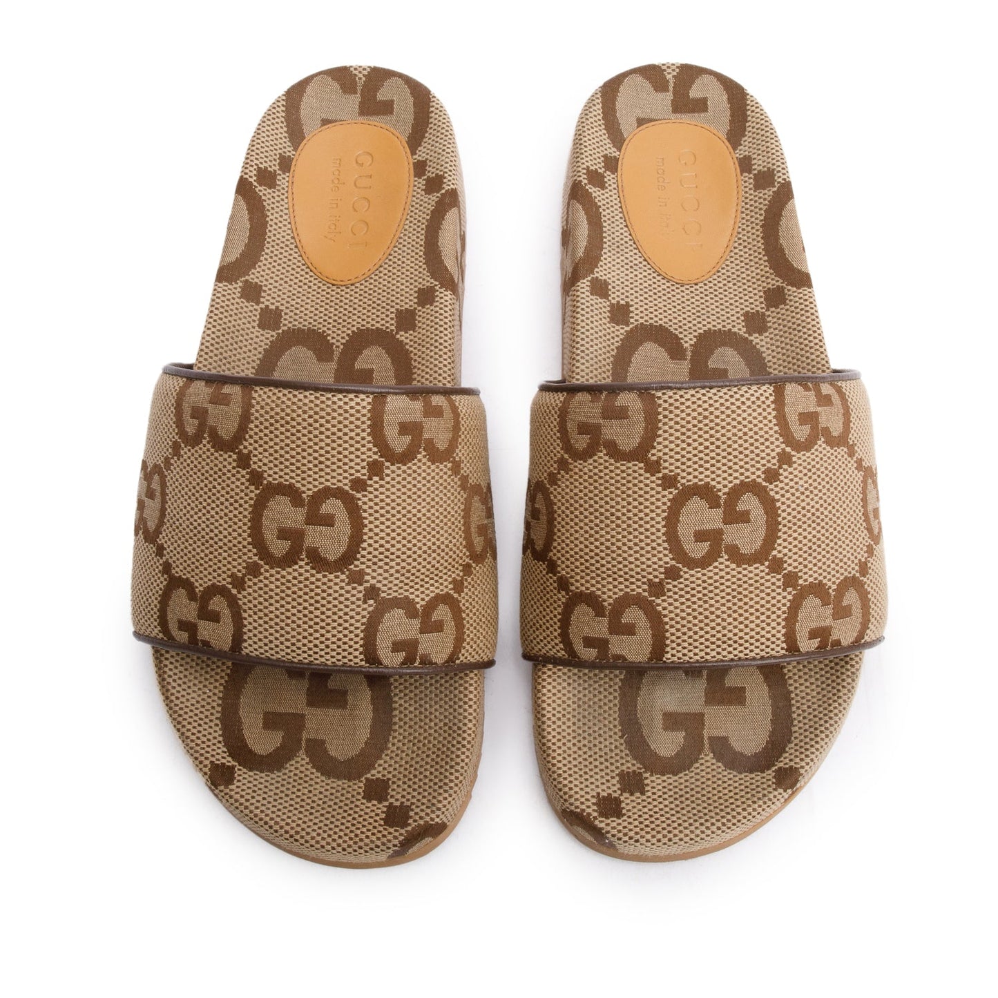 Gucci Beige & Ebony Maxi GG Canvas Platform Slide Sandal, Size 9