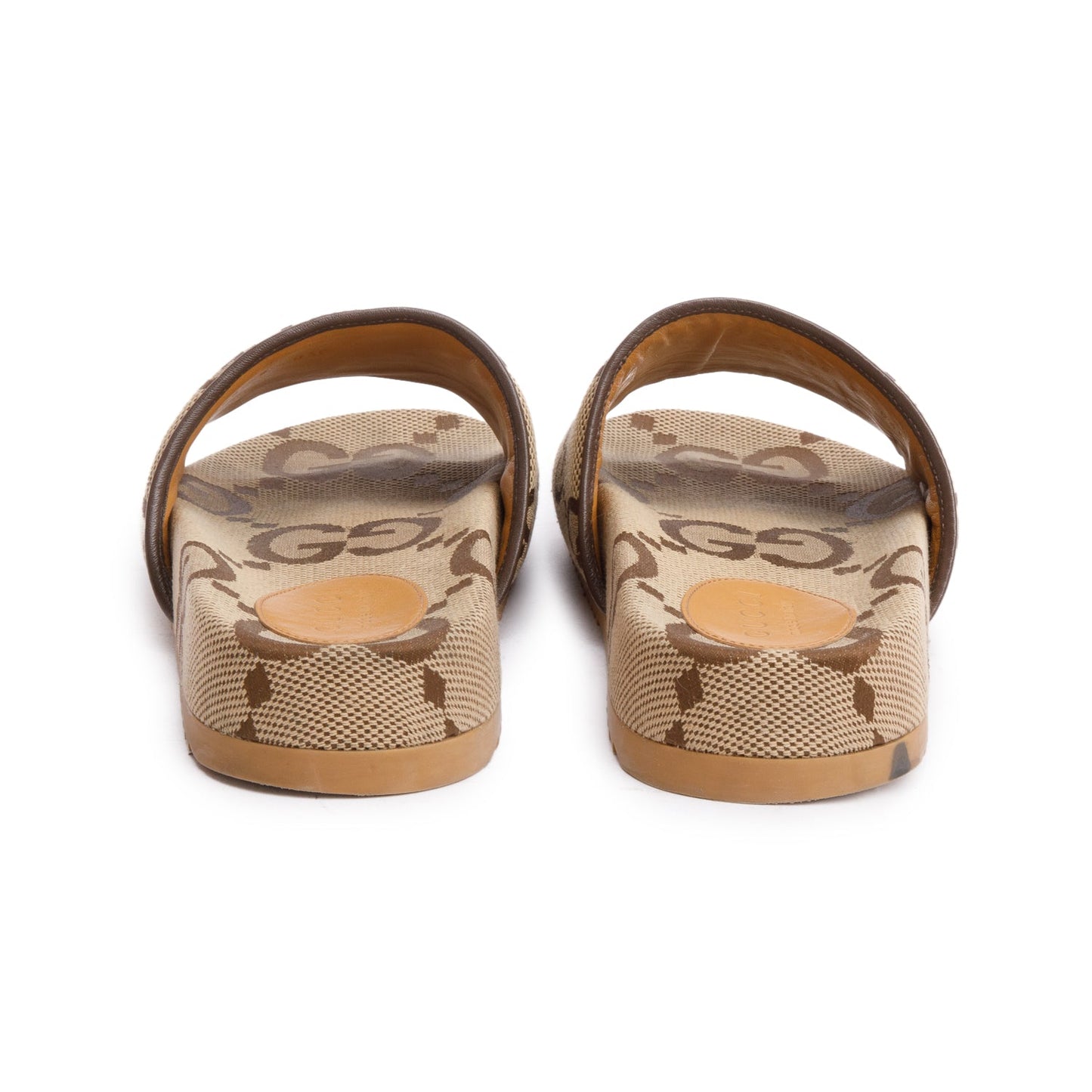 Gucci Beige & Ebony Maxi GG Canvas Platform Slide Sandal, Size 9