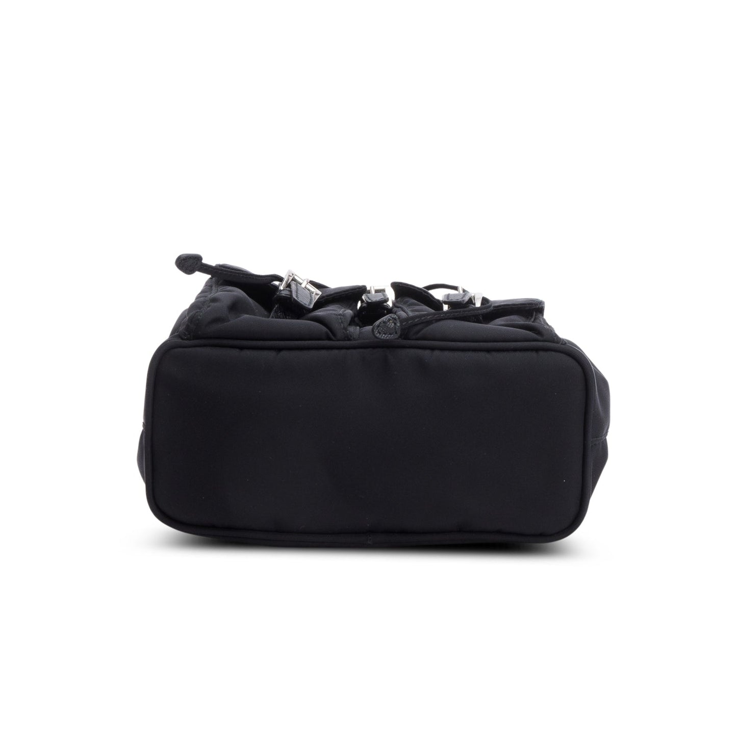 Prada Black Tessuto Nylon & Saffiano Leather Mini Double Pocket Chain Shoulder Bag