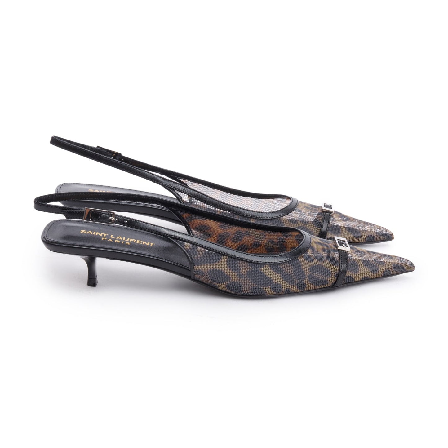 Saint Laurent Brown Animal Print Mesh Oxalis 30 Pumps, Size 37
