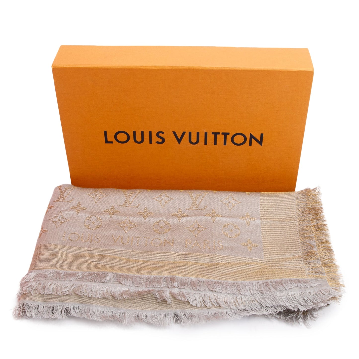 Louis Vuitton Silver/Gold Monogram Wool Shine Shawl Scarf