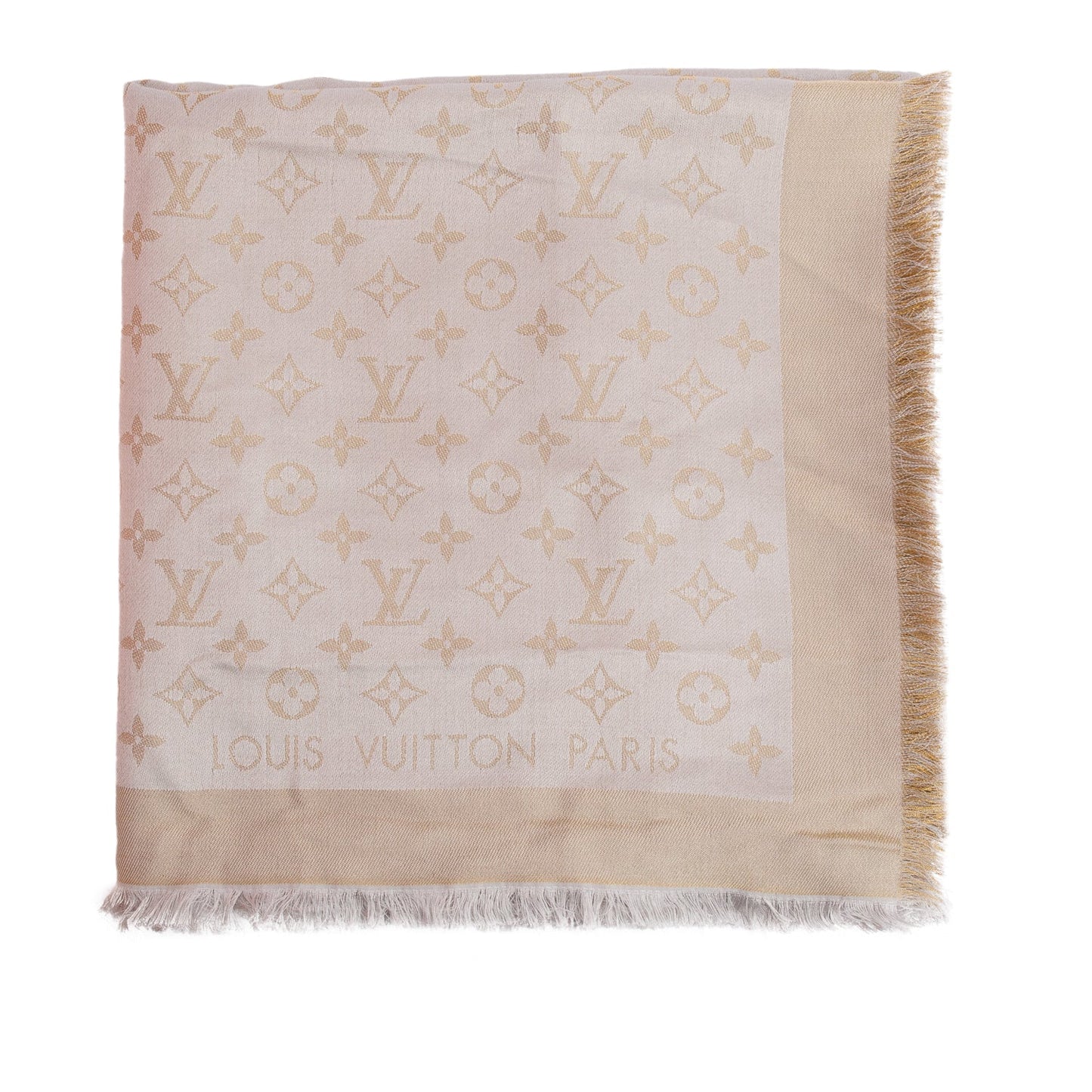 Louis Vuitton Silver/Gold Monogram Wool Shine Shawl Scarf
