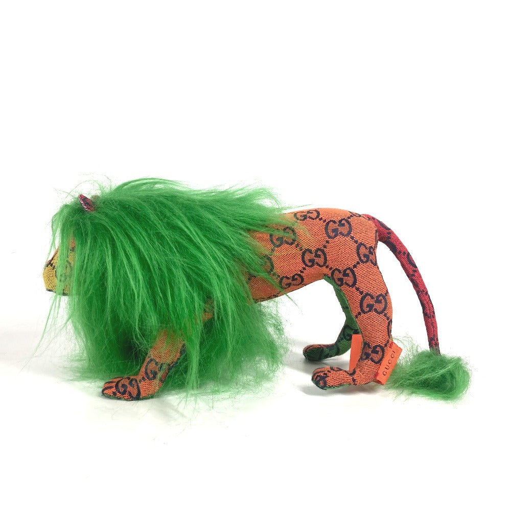 GUCCI Plush Doll 670235 GG canvas green GG Decorative Lion Women