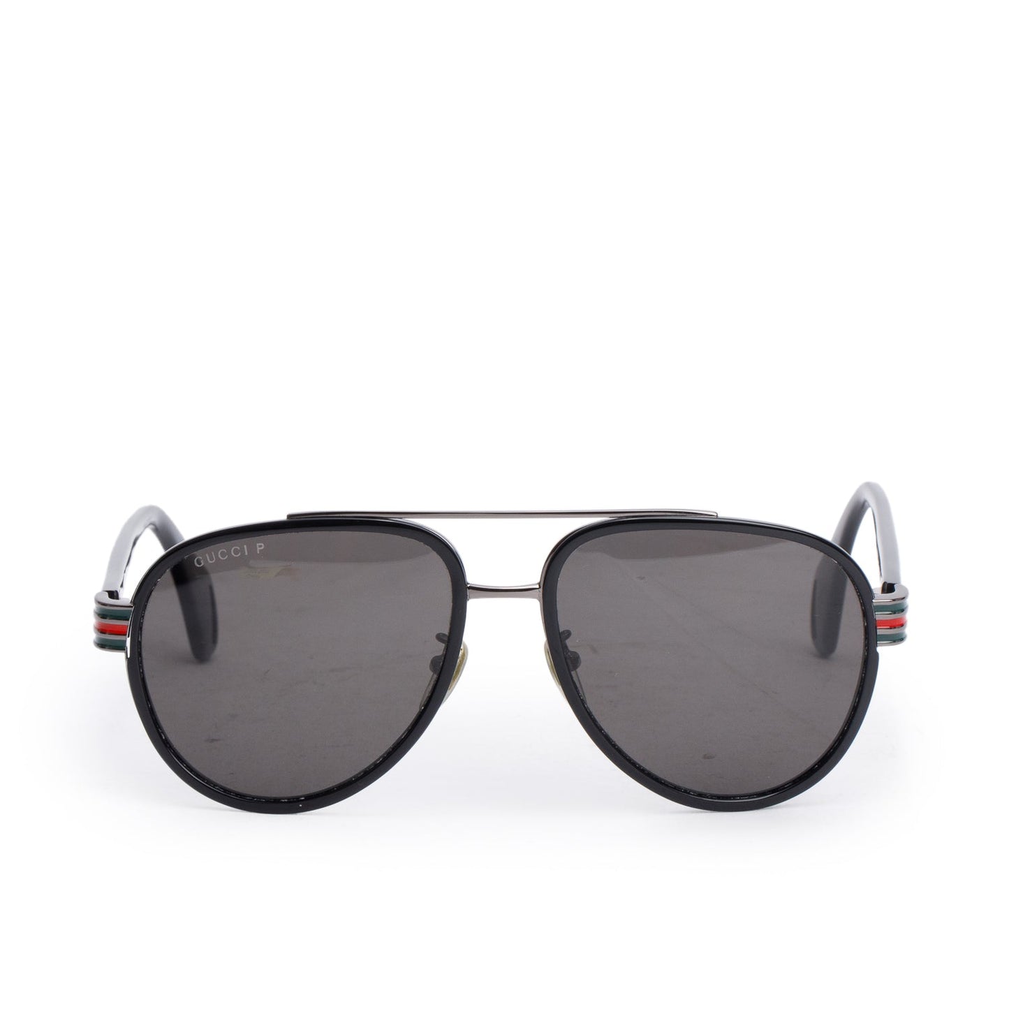 Gucci GG0447S Black Acetate Metal Web Aviator Sunglasses