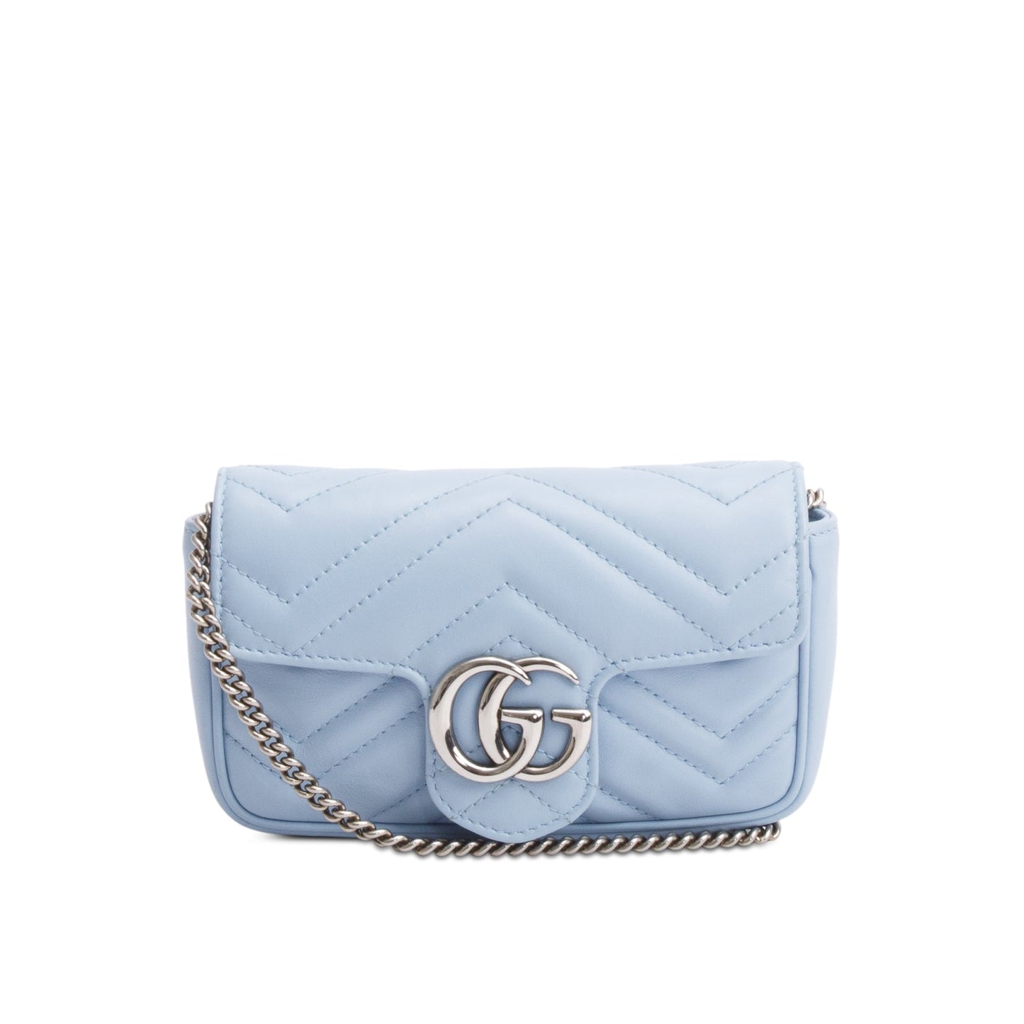 Gucci Blue GG Marmont Matelasse Leather Super Mini Bag