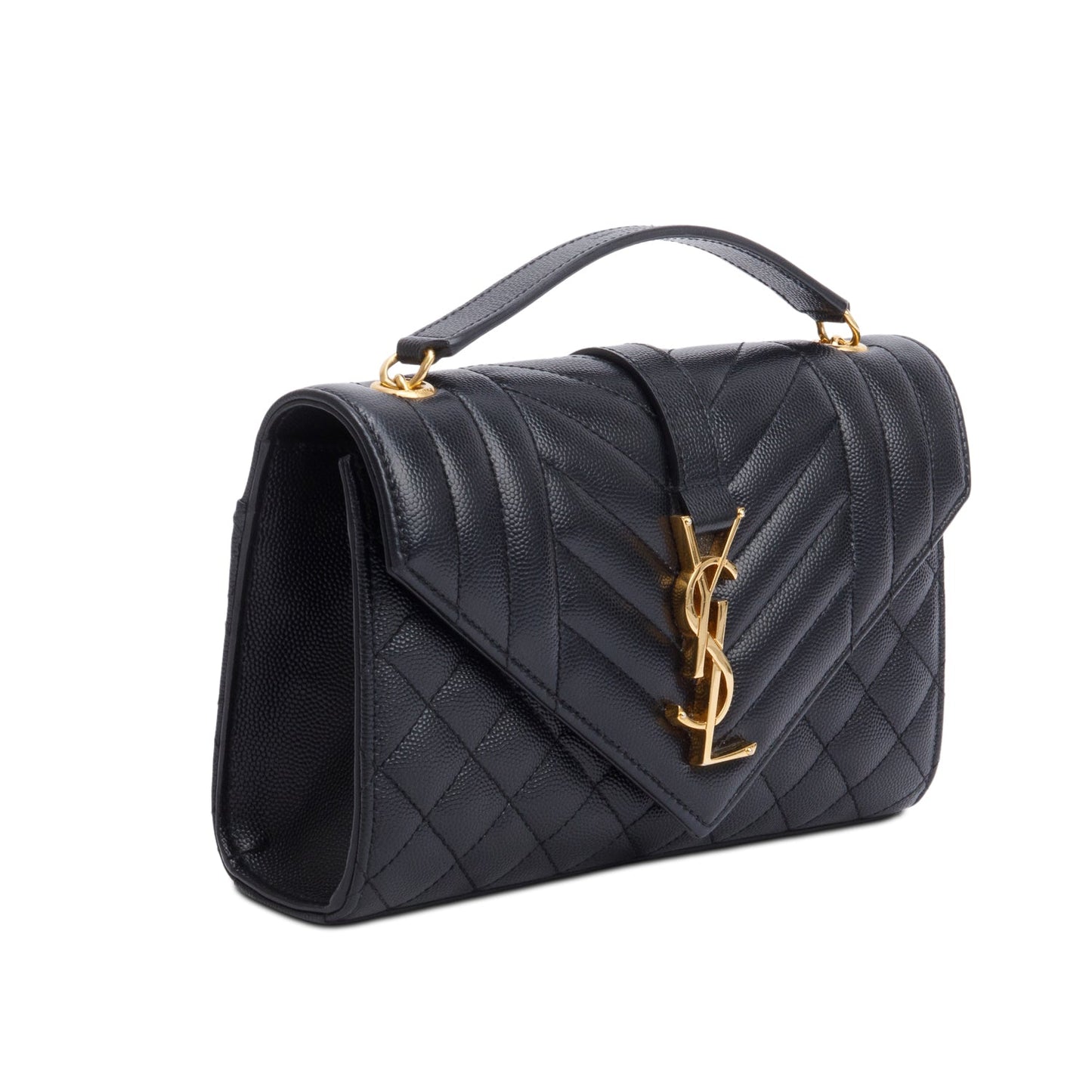 Saint Laurent Black Grained De Poudre Small Envelope Crossbody Bag