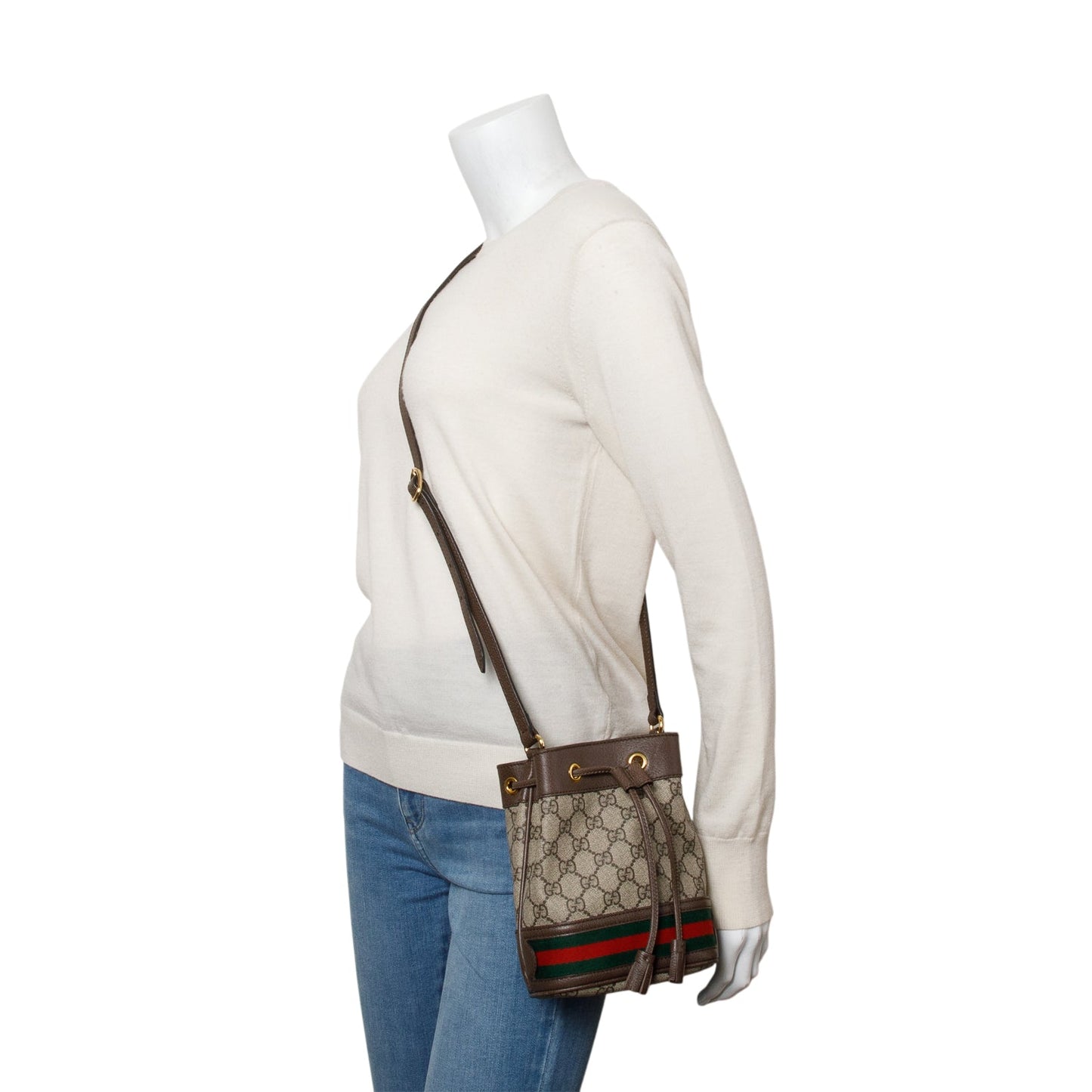 Gucci GG Supreme Web Ophidia Mini Bucket Bag