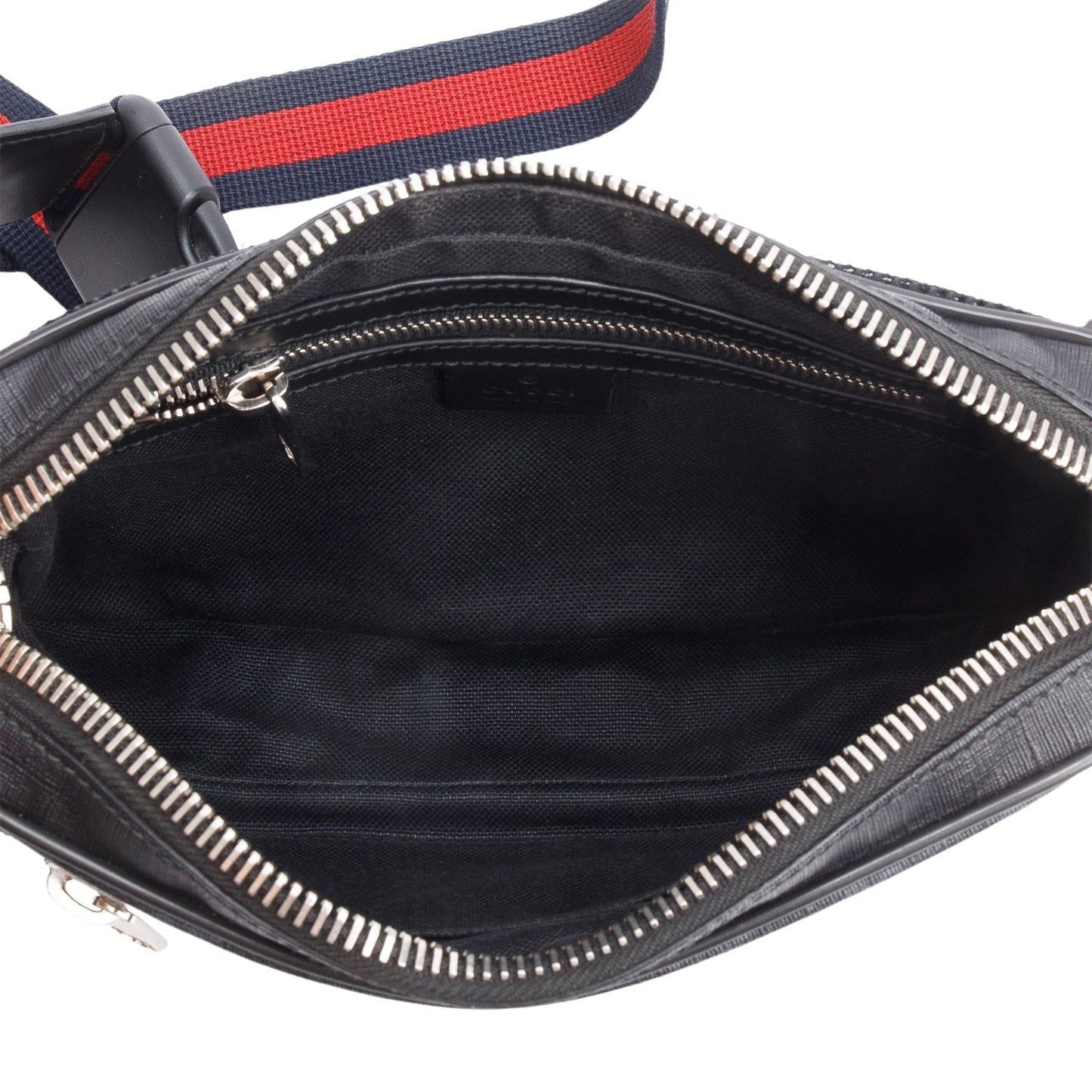 Gucci Black GG Supreme Belt Bag with Zip Pocket