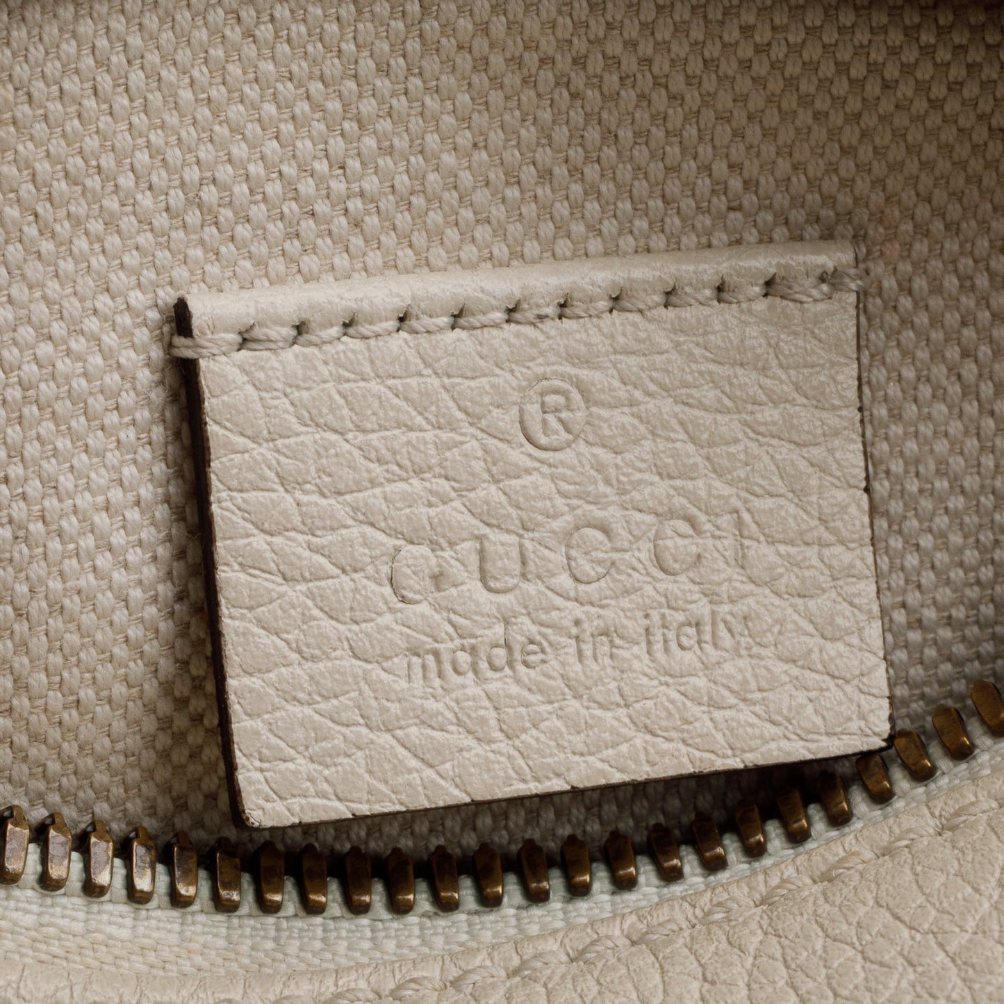 Gucci White Logo Print Calfskin Leather Small Belt Bag