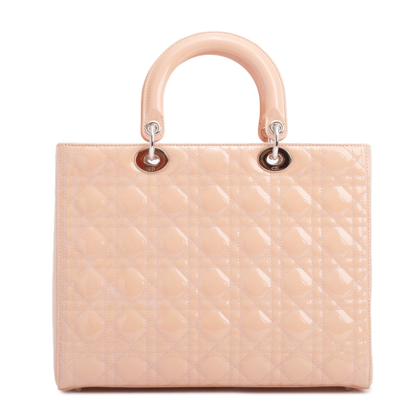 Christian Dior Beige Cannage Patent Leather Large Lady Dior Bag