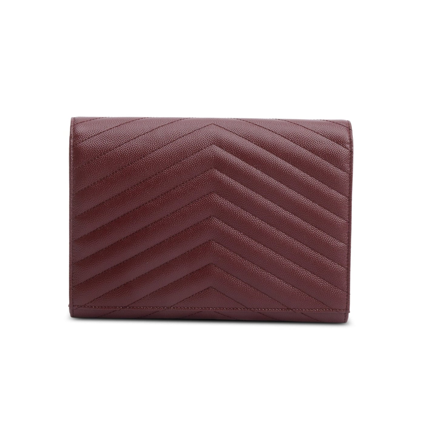Saint Laurent 2022 Burgundy Grain de Poudre Matelasse Leather Cassandre Flap Wristlet Pouch