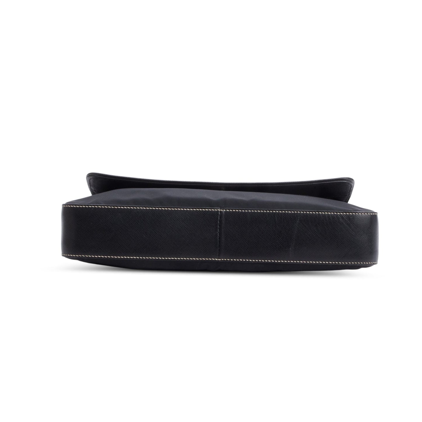 Prada Black Saffiano-Trimmed Tessuto Nylon Flap Shoulder Bag