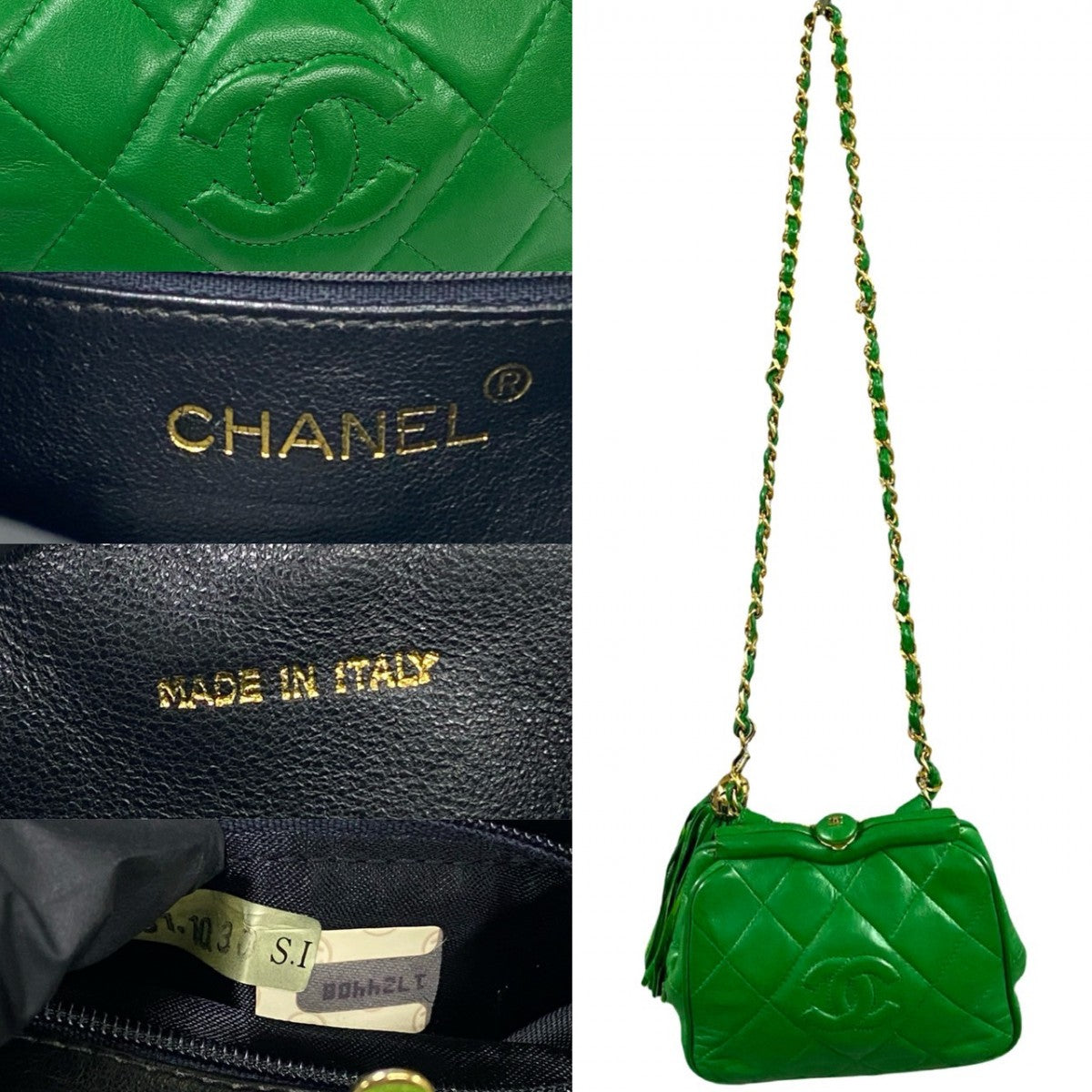 CHANEL Shoulder Bag lambskin green COCO Mark Women