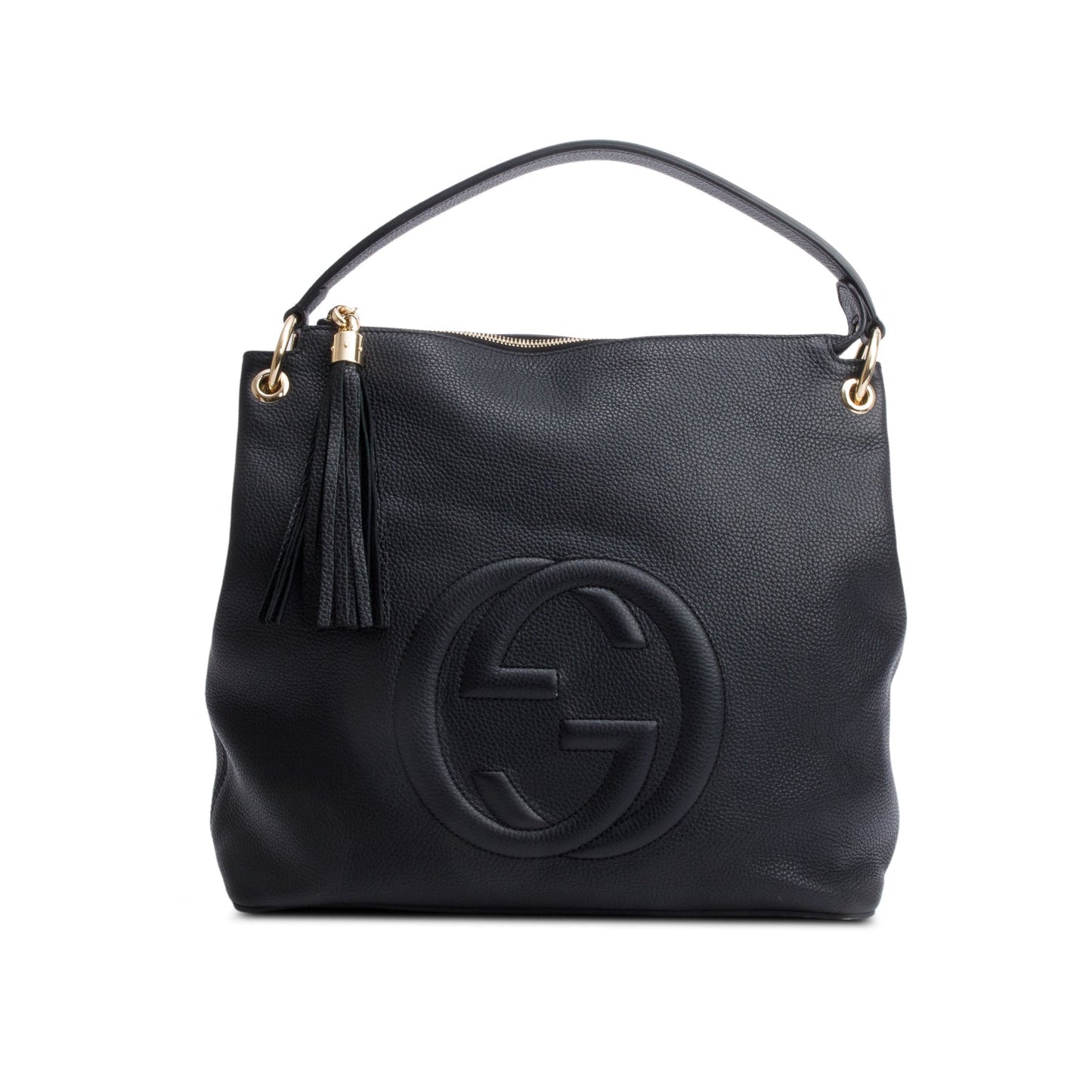 Gucci Black Pebbled Calfskin Leather Large Convertible Soho Hobo Bag