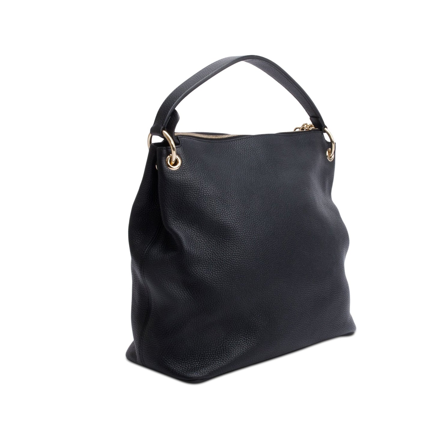 Gucci Black Pebbled Calfskin Leather Large Convertible Soho Hobo Bag