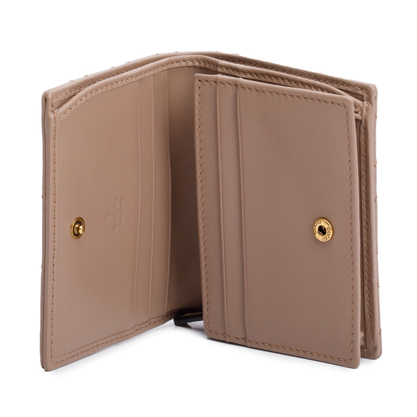 Gucci Beige Quilted GG Marmont Leather Card Case Wallet
