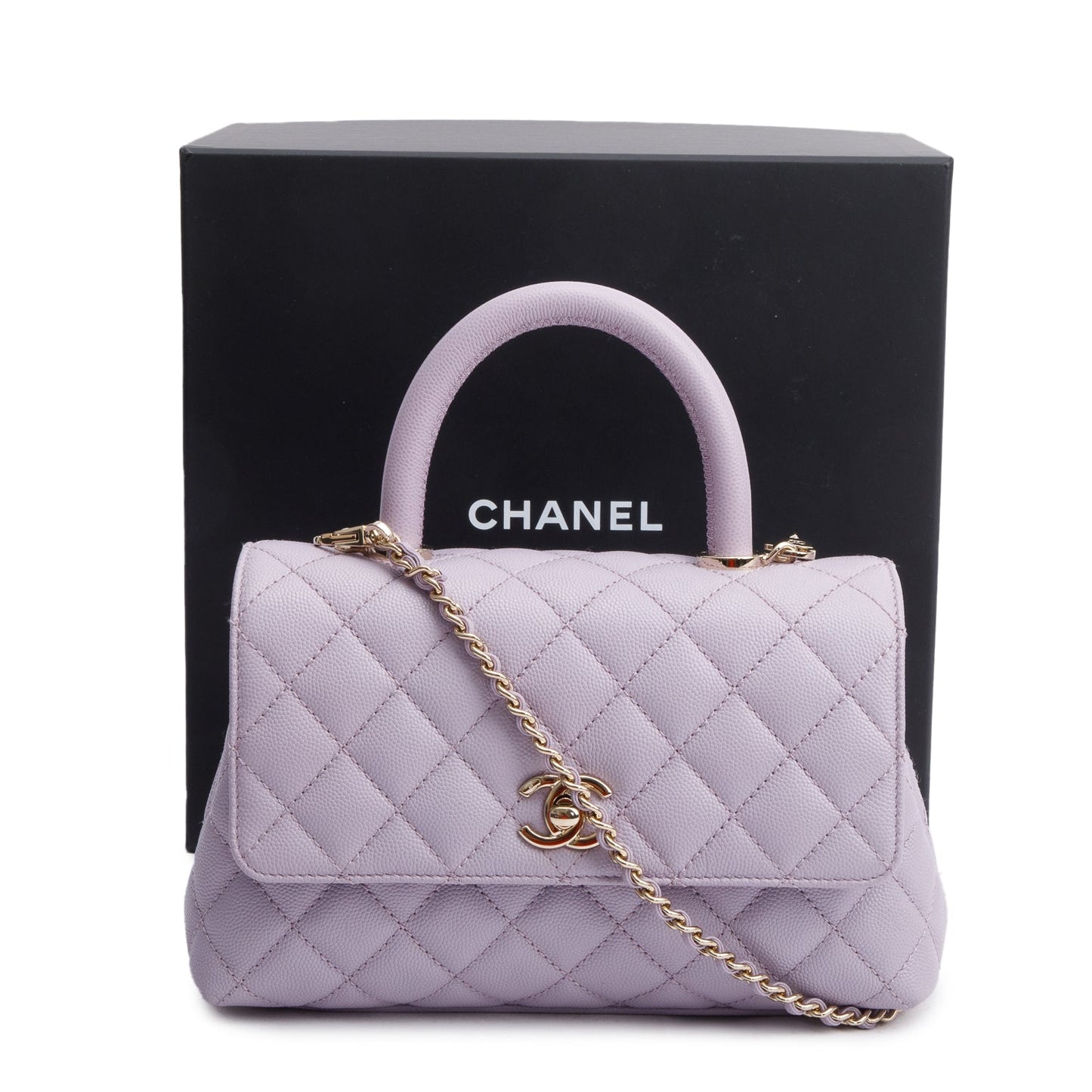 Chanel Purple Quilted Caviar Leather Small Coco Handle Bag
