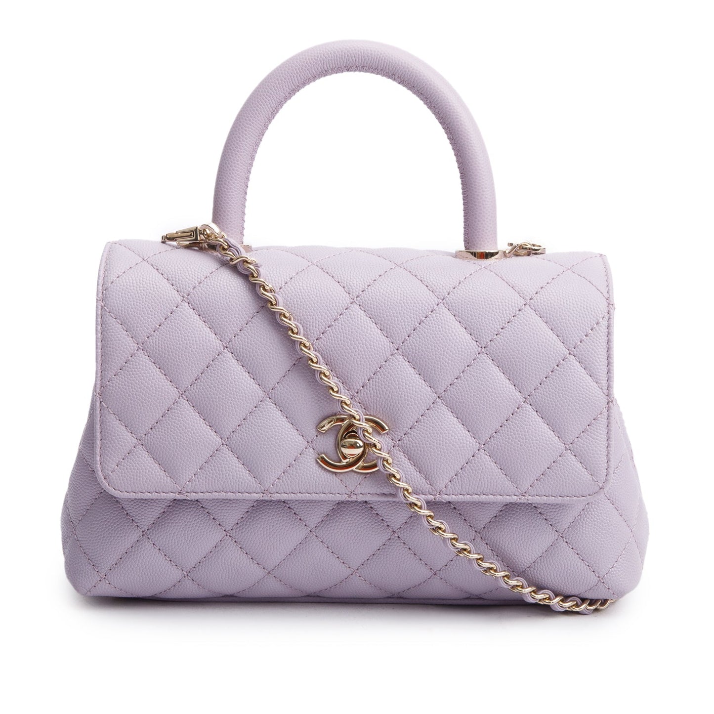 Chanel Purple Quilted Caviar Leather Small Coco Handle Bag