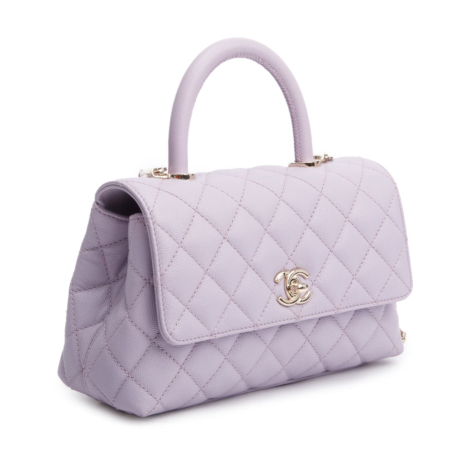 Chanel Purple Quilted Caviar Leather Small Coco Handle Bag