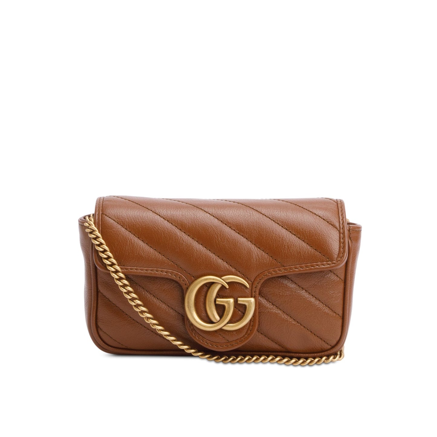 Gucci Brown GG Marmont Matelasse Leather Super Mini Bag