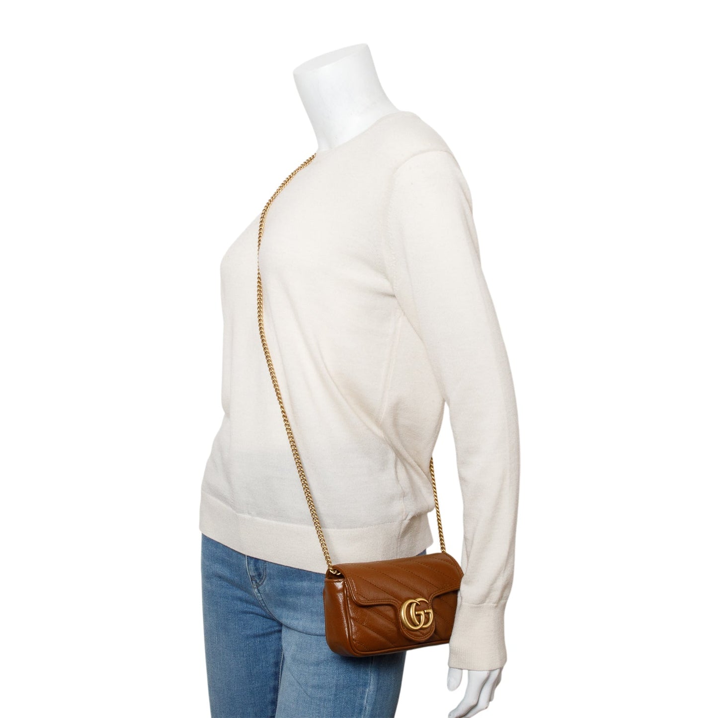 Gucci Brown GG Marmont Matelasse Leather Super Mini Bag
