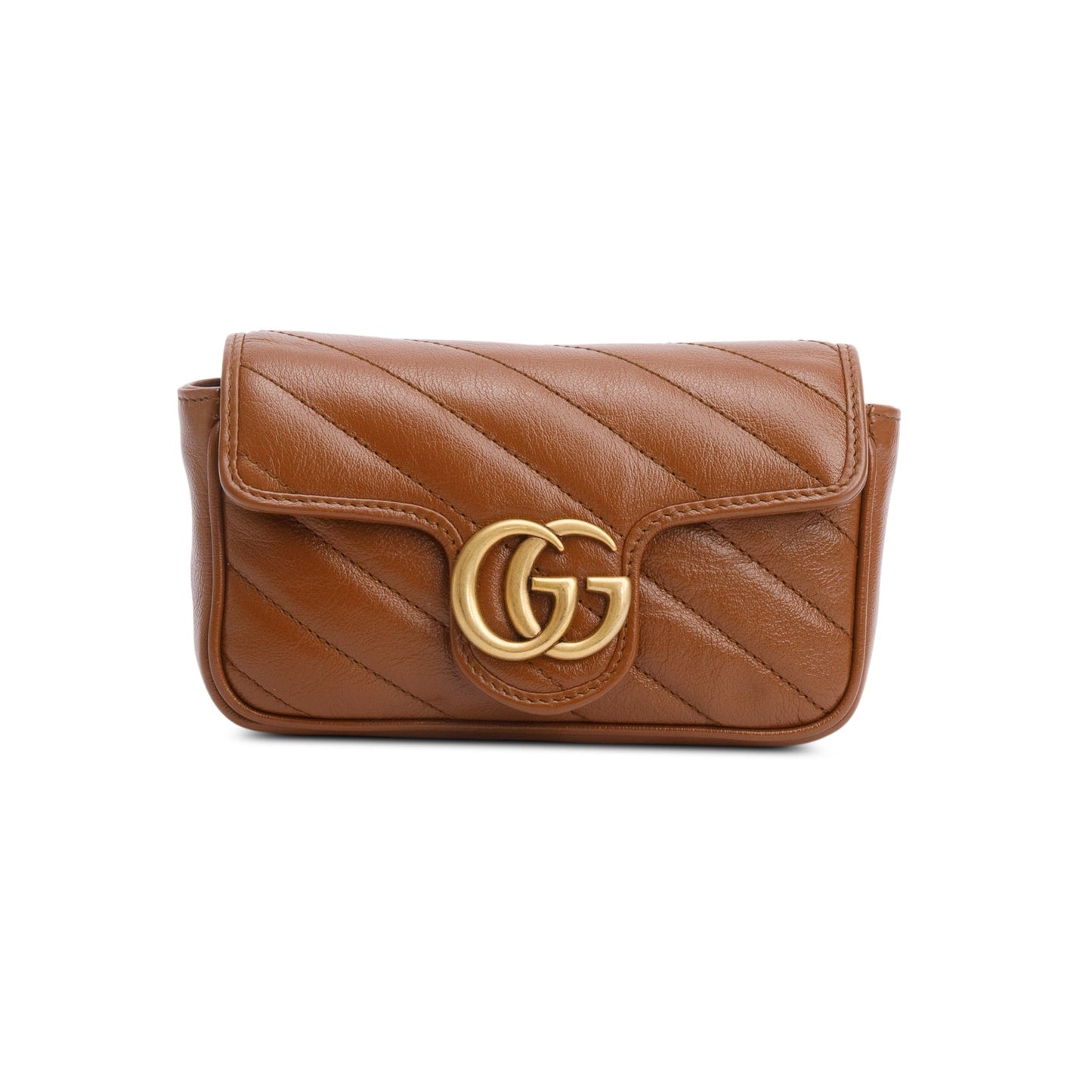 Gucci Brown GG Marmont Matelasse Leather Super Mini Bag