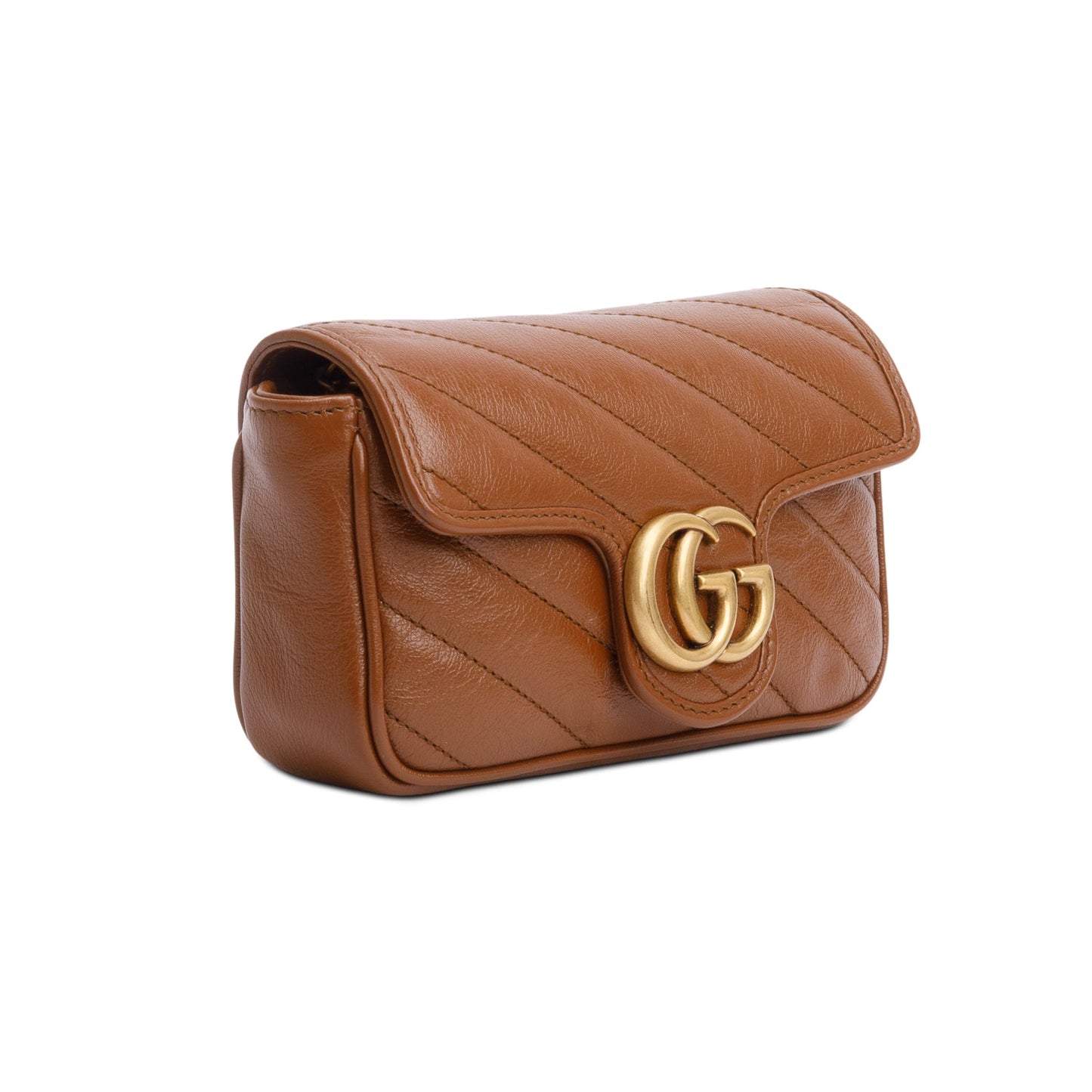 Gucci Brown GG Marmont Matelasse Leather Super Mini Bag