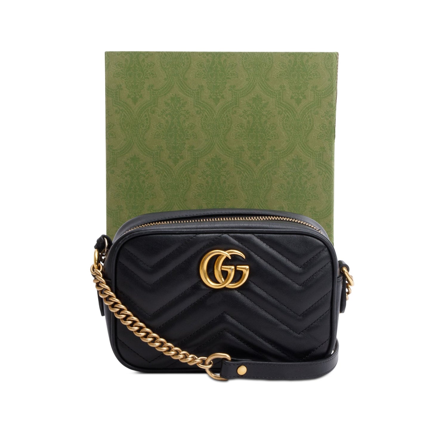 Gucci Black GG Marmont Matelasse Mini Camera Bag