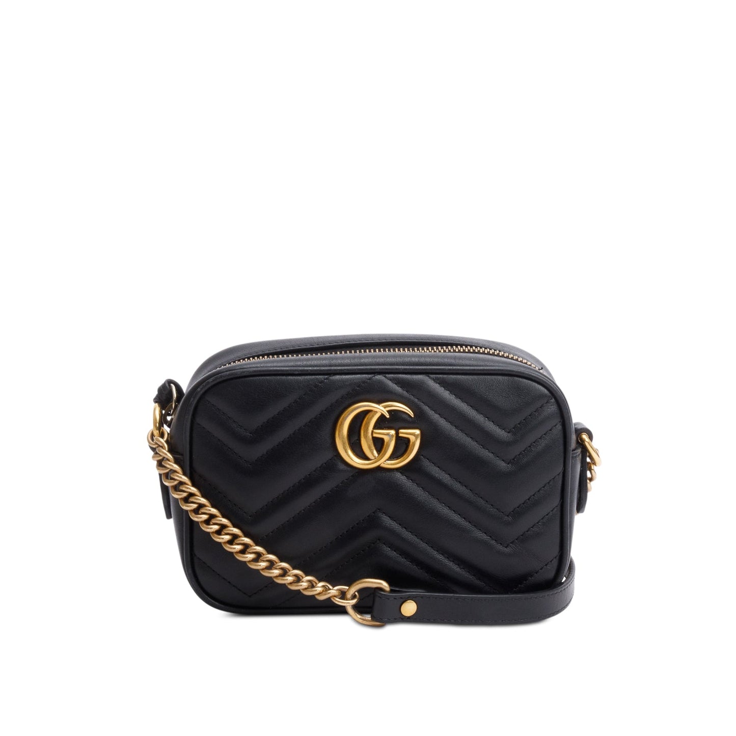 Gucci Black GG Marmont Matelasse Mini Camera Bag