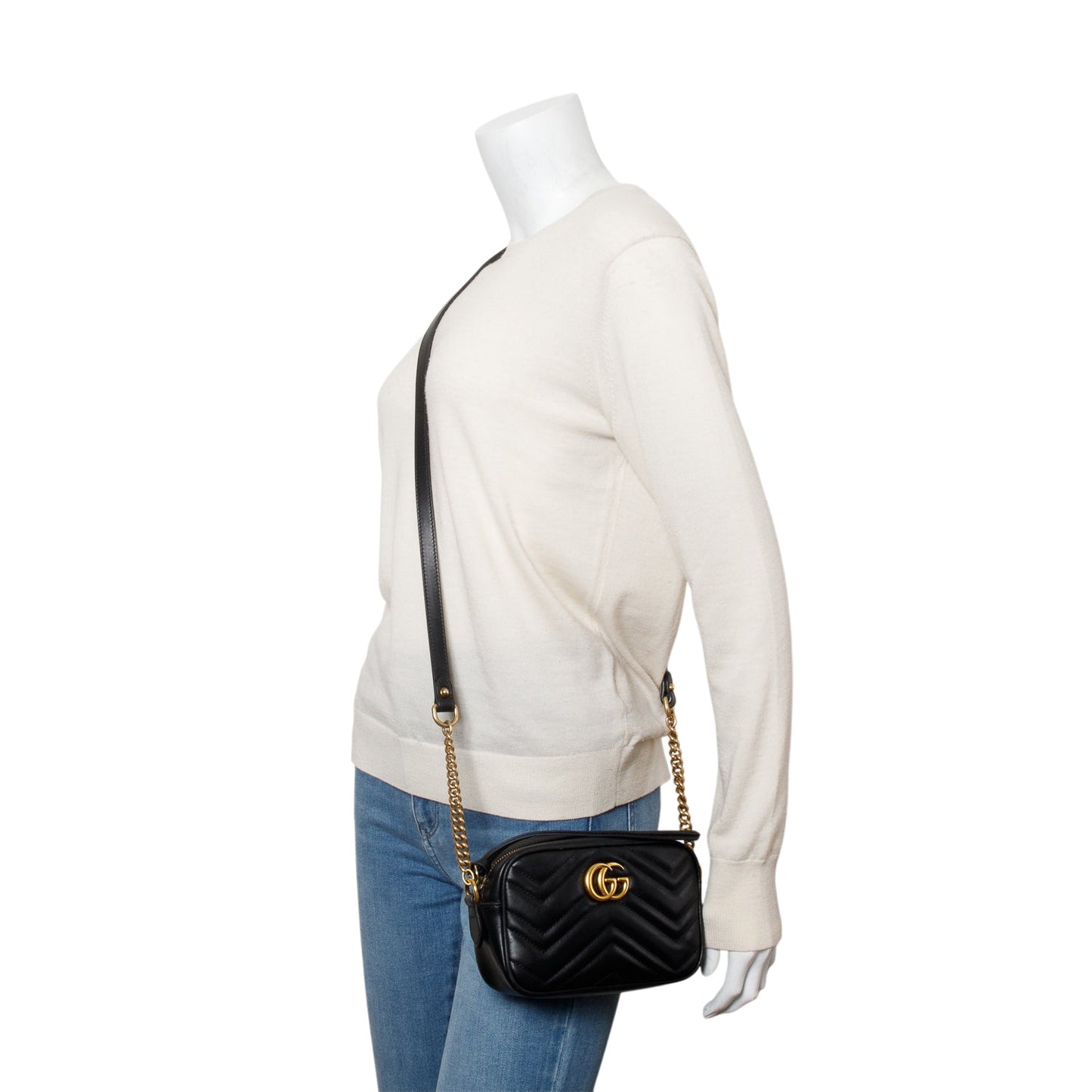Gucci Black GG Marmont Matelasse Mini Camera Bag
