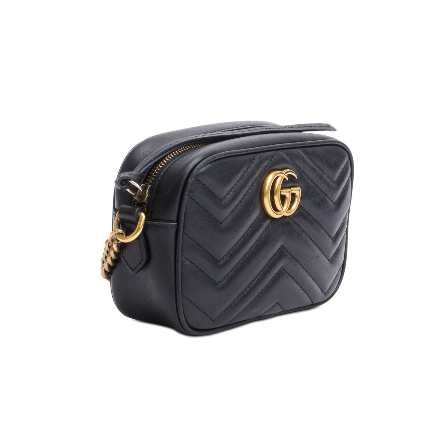 Gucci Black GG Marmont Matelasse Mini Camera Bag