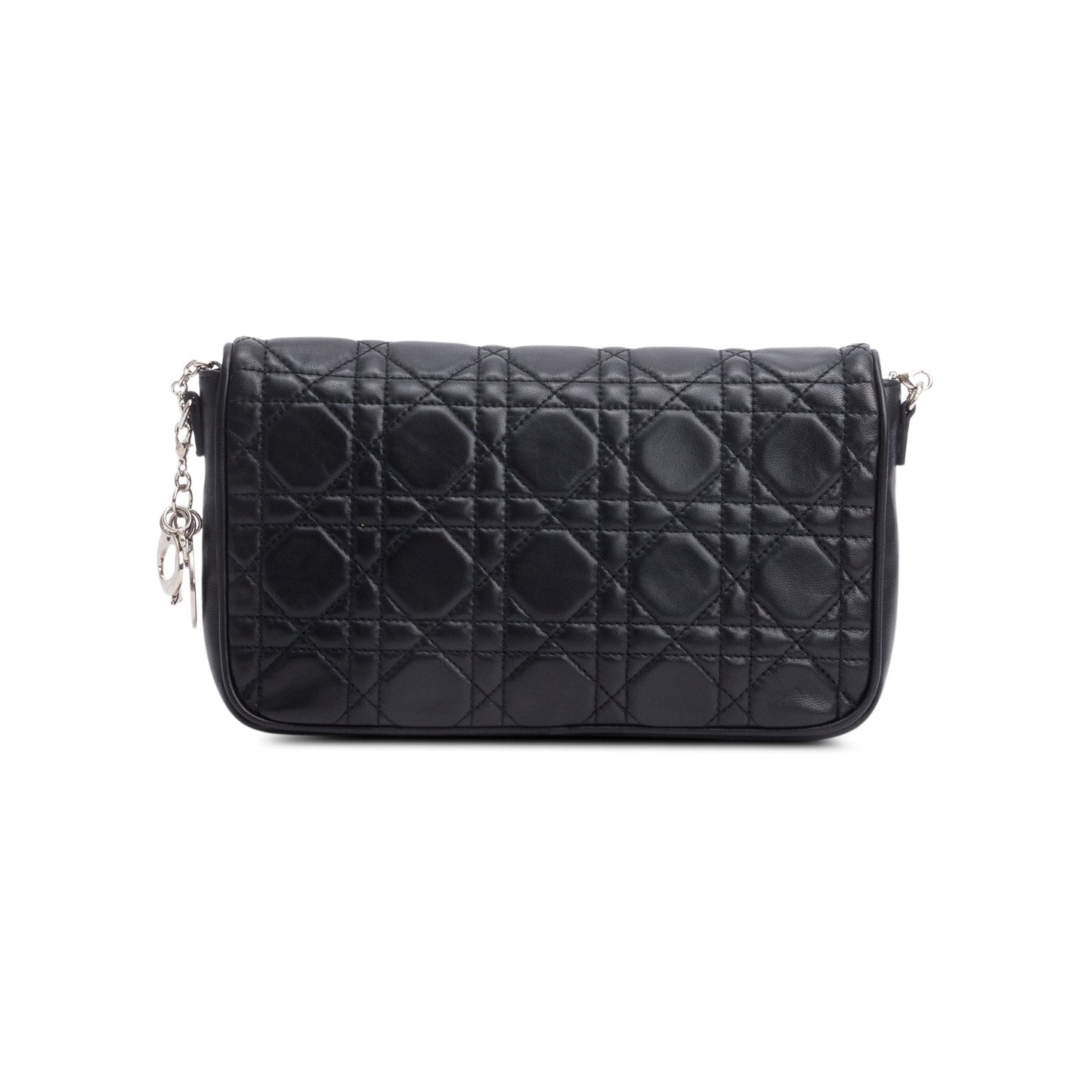 Christian Dior Black Cannage Lambskin Leather Wallet on Chain